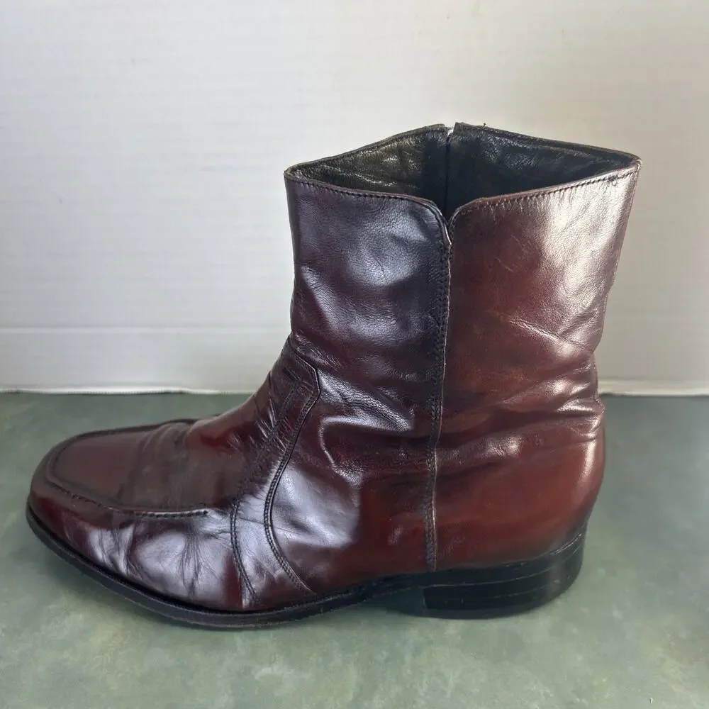 Florsheim Essex Black Cherry Leather Side Zip Beatle Boots Men’s 9 EEE 3E Read